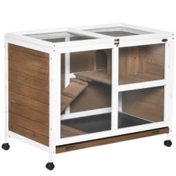 PawHut Wood Rabbit Hutch Bunny Cage Pet House Indoor W/ Tray Ramp