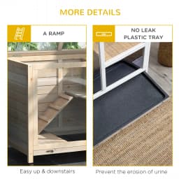 PawHut Wood Rabbit Hutch Bunny Cage Pet House Indoor W/ Tray Ramp