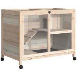 PawHut Wood Rabbit Hutch Bunny Cage Pet House Indoor W/ Tray Ramp
