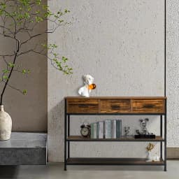 Console Table Narrow Entryway Table Vintage Console Table with Drawers and Shelves For Living Room Hallway Bookshelf