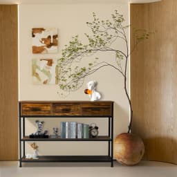 Console Table Narrow Entryway Table Vintage Console Table with Drawers and Shelves For Living Room Hallway Bookshelf