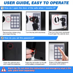 Digital Display Steel Security Safe Box, Electronic Code & Key Dual Lock, Large Home Office Money Cash Cabinet with 4.6L/8.5L/16L Sizes – Black