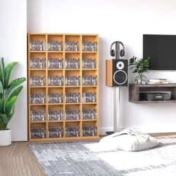 HOMCOM DVD CD Media Storage Rack, Video Display Unit, 89 x 130.5 cm, Beech