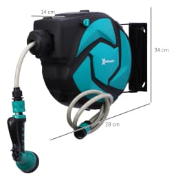 Water Hose Reel Compact Garden Patio Car Locking Auto Retract Spray Nozzle