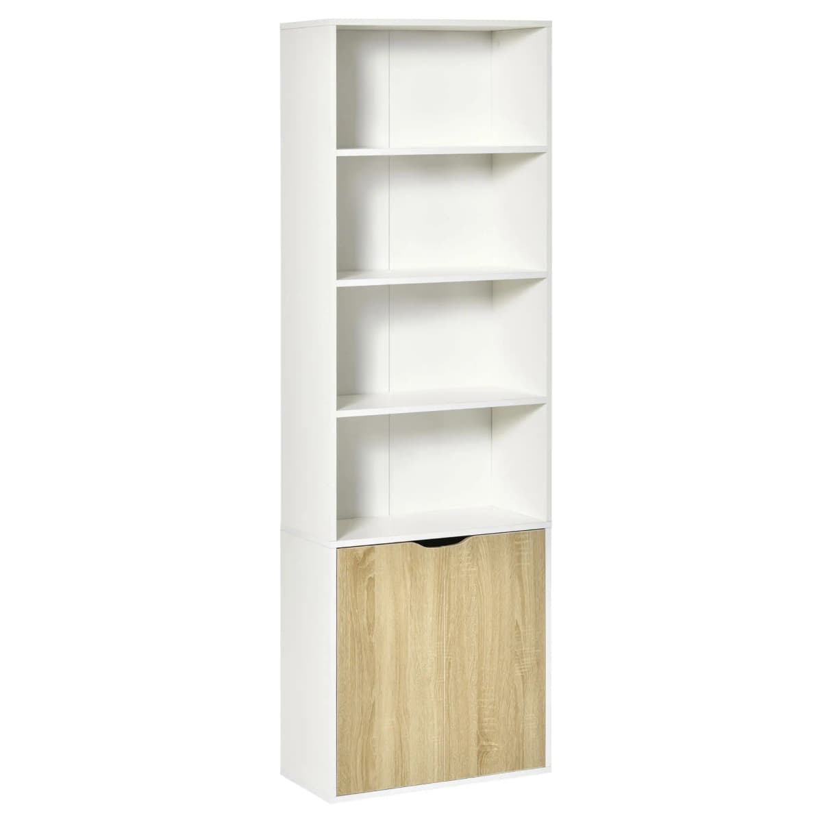 HOMCOM 2 Door 4 Shelves Bookcase Wooden Storage Cabinet Display Unit White Oak