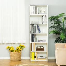 HOMCOM 2 Door 4 Shelves Bookcase Wooden Storage Cabinet Display Unit White Oak