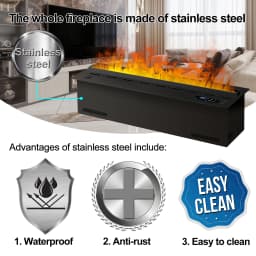 Smart Water Vapor Fireplace, 3D Flame Effect, Tuya APP Control, Simulated Burning Wood Sound, Environmentally Friendly Humidifie