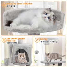 Passerscat Cat Tree Cat Tower With Toy For Indoor Cats Multi-Level With Scratching Posts Cat House Cozy Condo Padded Top Perches