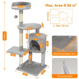 Passerscat Cat Tree Cat Tower With Toy For Indoor Cats Multi-Level With Scratching Posts Cat House Cozy Condo Padded Top Perches