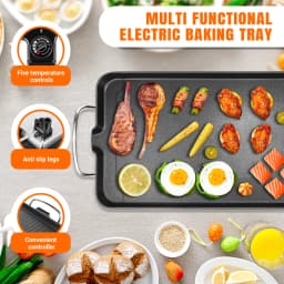 1500W Large Electric Health Food Grill Teppanyaki Grill with 5 Temperature Control for Kitchen Dinner Party Camping 73*28*8CM
