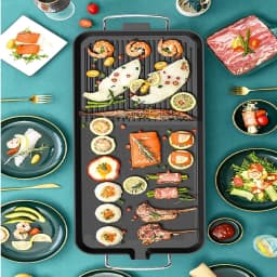 1500W Large Electric Health Food Grill Teppanyaki Grill with 5 Temperature Control for Kitchen Dinner Party Camping 73*28*8CM