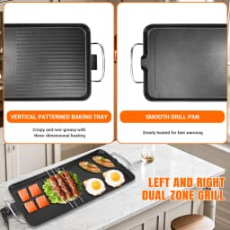 1500W Large Electric Health Food Grill Teppanyaki Grill with 5 Temperature Control for Kitchen Dinner Party Camping 73*28*8CM