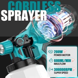 Cordless Electric Paint Spray Gun Portable Sprayer Replacement for  Makita Battery Pin 18V&1000ML