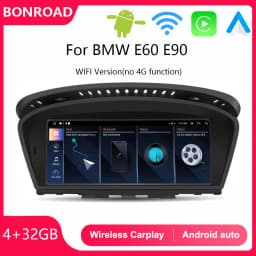 Bonroad Wireless CarPlay Android Auto For BMW 3 5 Series E60 E61 E62 E63 E90 E91 E92 Car Radio Multimedia Player Stereo GPS WIFI