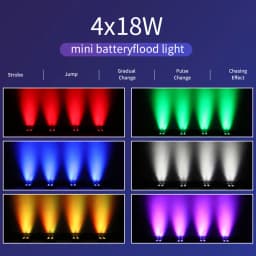 DMX LED 4x18W RGBWA UV 6IN1 Color Battery Wireless  Led Par Light Mini Battery Party Light 2.4G Wireless