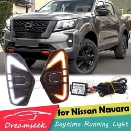 LED DRL Day Light for Nissan NP300 Navara 2021 2022 Daytime Running Light with Dynamic Sequential Turn Signal FK Type