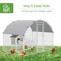 PawHut Walk In Chicken Run Galvanised Chicken Coop Hen Poultry House Cage Pet Playpen Garden with Water-Resist Cover