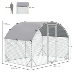PawHut Walk In Chicken Run Galvanised Chicken Coop Hen Poultry House Cage Pet Playpen Garden with Water-Resist Cover