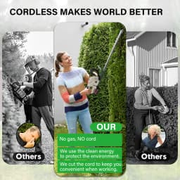 Brushless Cordless Hedge Trimmer Tree Branch Cutter Tool with 2Battery & Charger for Precision Gardening