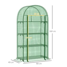 80 X 49 X 160cm Portable Mini Greenhouse with Zippered Door Storage Shelf Green