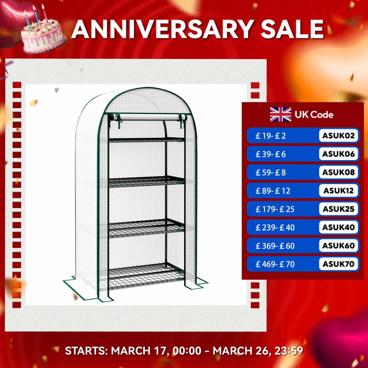 80 X 49 X 160cm Portable Mini Greenhouse with Zippered Door Storage Shelf Green