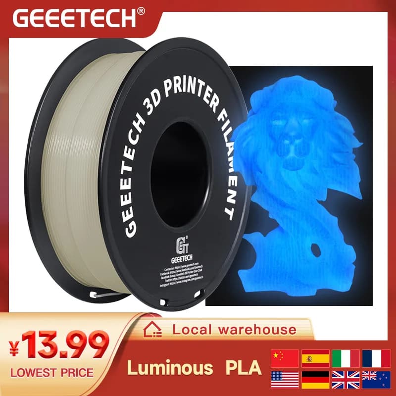 GEEETECH Luminous PLA Filament for 3D Printer 1.75mm ±0.03mm 1kg Glow in the Dark Plastic PLA 3D Printing Materials Wholesale