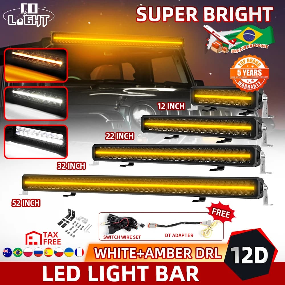 CO LIGHT 2-Rows 42 Inch LED Light Bar DRL Flood Spot Offroad LED Driving Light Bar for Pickup Truck SUV ATV UTV Boat 4x4 12V 24V