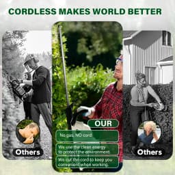 Lightweight Cordless Hedge Trimmer with 2 Battery & Charger, Handheld Tree Branch Cutter Electric Pruning Tool for Garden Lawn Shrub