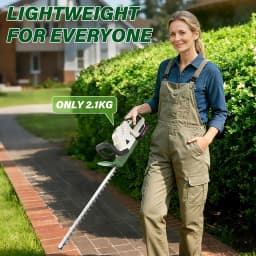 Lightweight Cordless Hedge Trimmer with 2 Battery & Charger, Handheld Tree Branch Cutter Electric Pruning Tool for Garden Lawn Shrub