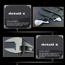 BRIEFNESS Wrench Motorcycle Repair Tool Workshop Repair Tool Black Adjustable Wrench Multi-Purpose Tool 18"/450 mm