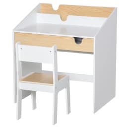 HOMCOM Kids Desk and Chair Set 2 Pieces Children Study Table with Storage Pull-Out Drawer Bookshelf for 3-6 Years