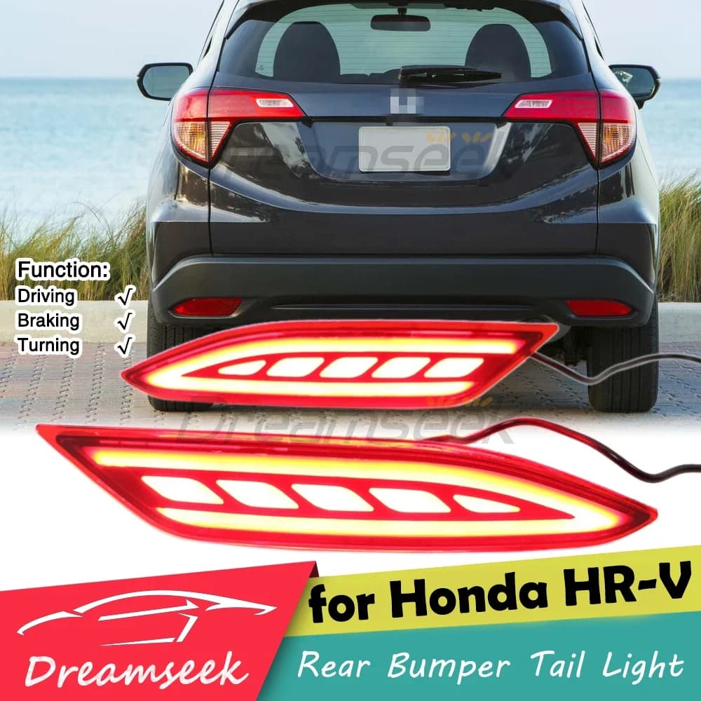 For Honda Vezel HR-V 2014 2015 2016 2017 2018 2019-2021 LED Rear Bumper Tail Light Brake Lamp W/ Reflector Turn Signal Red Lens