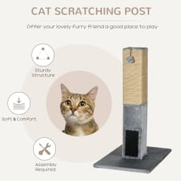 PawHut Cat Scratching Post Scratcher Climber w/ Carpet Base Hanging Toy