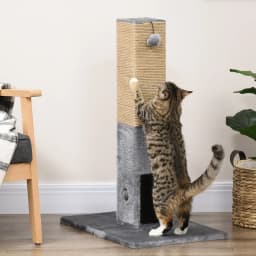 PawHut Cat Scratching Post Scratcher Climber w/ Carpet Base Hanging Toy