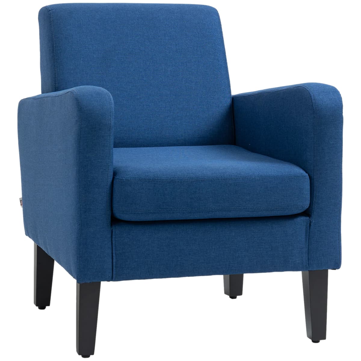 HOMCOM Modern Armchair Accent Chair with Rubber Wood Legs for Bedroom