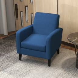 HOMCOM Modern Armchair Accent Chair with Rubber Wood Legs for Bedroom