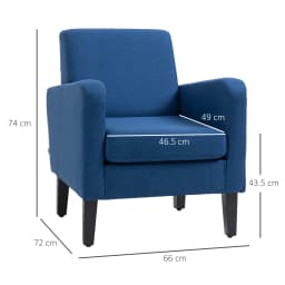 HOMCOM Modern Armchair Accent Chair with Rubber Wood Legs for Bedroom