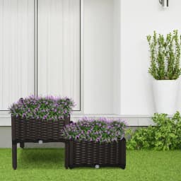 Set of 2 Raised Flower Bed Vegetable Herb Plant Stand - 40 X 40 X 44 Cm, Brown