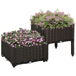 Set of 2 Raised Flower Bed Vegetable Herb Plant Stand - 40 X 40 X 44 Cm, Brown