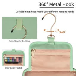 Travel Toiletry Bag With Hook Hangable Foldable 3 Compartment Small Travel Bag For Toiletries Portable Makeup Pouch With Handle