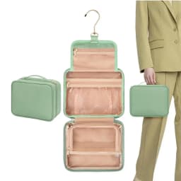 Travel Toiletry Bag With Hook Hangable Foldable 3 Compartment Small Travel Bag For Toiletries Portable Makeup Pouch With Handle