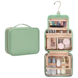 Travel Toiletry Bag With Hook Hangable Foldable 3 Compartment Small Travel Bag For Toiletries Portable Makeup Pouch With Handle