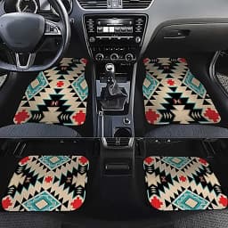 4Pcs/set Bohemian Car Front Rear Mats Set Non-Slip Dirty Resistant Boho Rugs Car Accessories For Car SUV Truck Auto