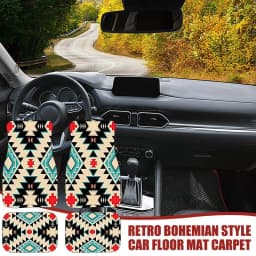 4Pcs/set Bohemian Car Front Rear Mats Set Non-Slip Dirty Resistant Boho Rugs Car Accessories For Car SUV Truck Auto
