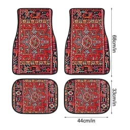 4Pcs/set Bohemian Car Front Rear Mats Set Non-Slip Dirty Resistant Boho Rugs Car Accessories For Car SUV Truck Auto