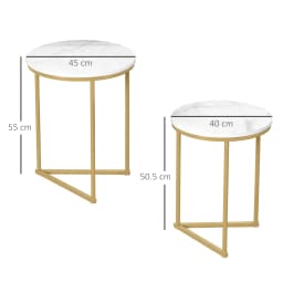 HOMCOM Nesting Coffee Table Set of 2 with Metal Frame, Gold Tone