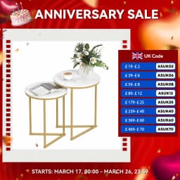 HOMCOM Nesting Coffee Table Set of 2 with Metal Frame, Gold Tone