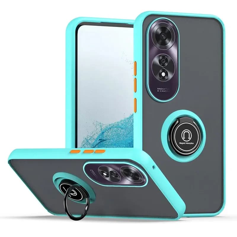 Armor Matte Case For OPPO A60 A40 A40M A80 A79 5G A98 A78 A58 A38 A18 A3 Pro Cover Ring Holder Stand Shockproof Coque Fundas
