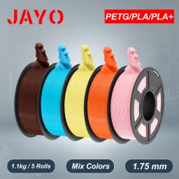 JAYO 3D PETG/PLA/PLA+ Filament 1.75mm +/-0.02mm PLA Filament 5 Rolls For Bambu FDM 3D Printer Neatly Wound 3D Printing Material