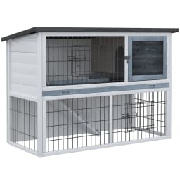 PawHut Rabbit Hutch w/ Removable Tray Openable Top for Indoors & Outdoors Grey